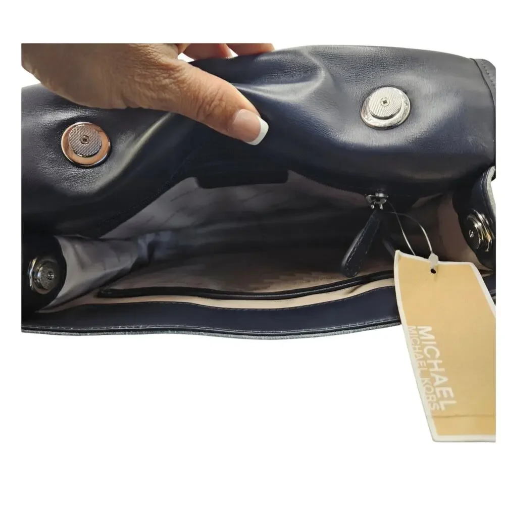 Michael Kors denim top-handle satchel/crossbody bag in a dark blue denim